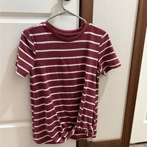 Maurices Burgundy & White Striped Tee